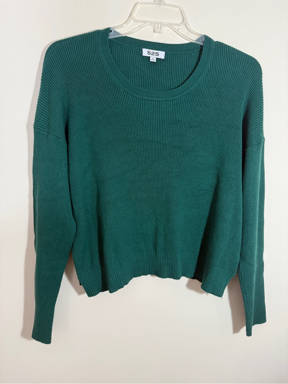 525 America M Dark Green Ribbed Crewneck Sweater crop